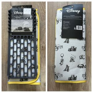 Disney Winnie The Pooh Dish Drying Mat with Drying Rack Black White Yellow